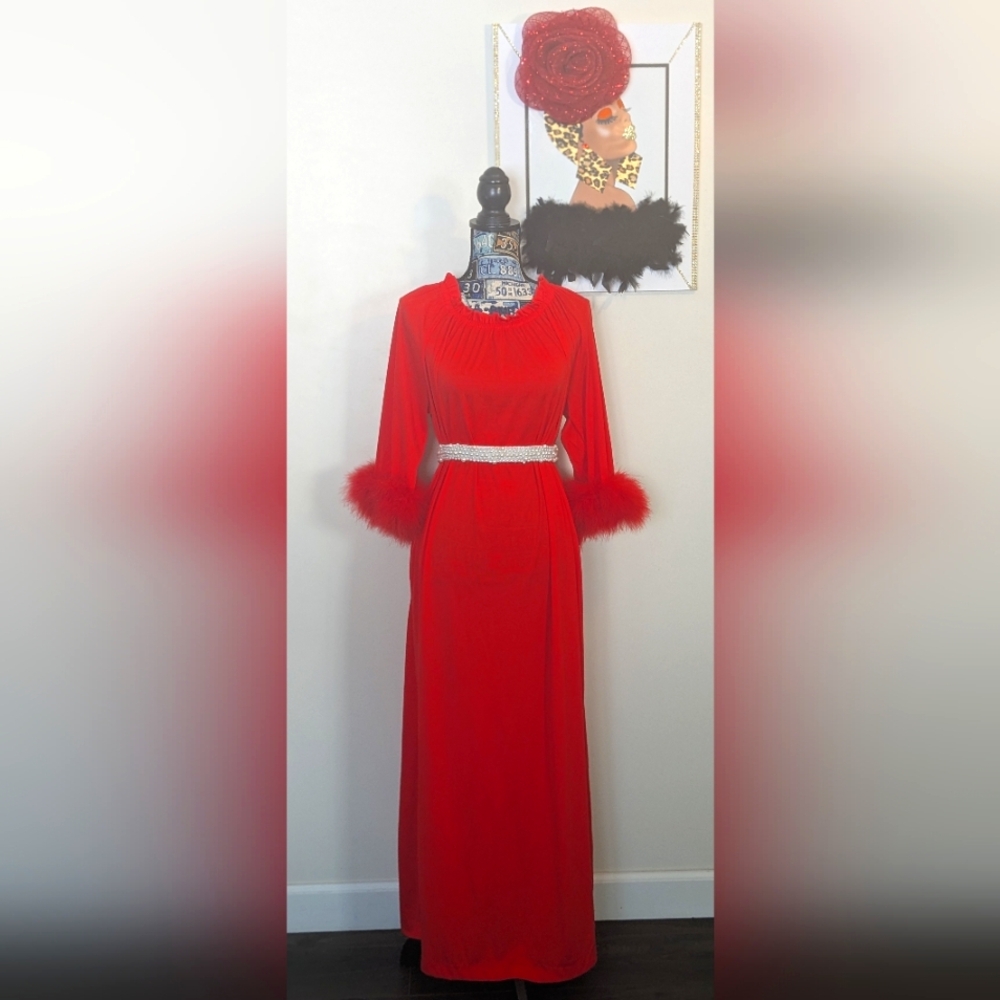 Sexy Vintage 'TV Loungers' Marabou Trim Nightgown Negligee House Dress